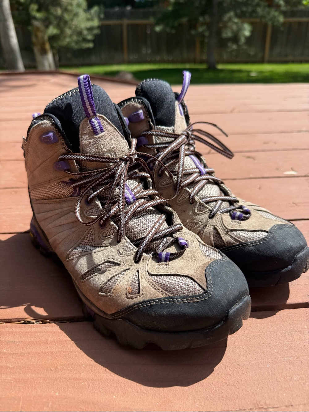 Merrell Taupe Hiking Boots with Purple Accents